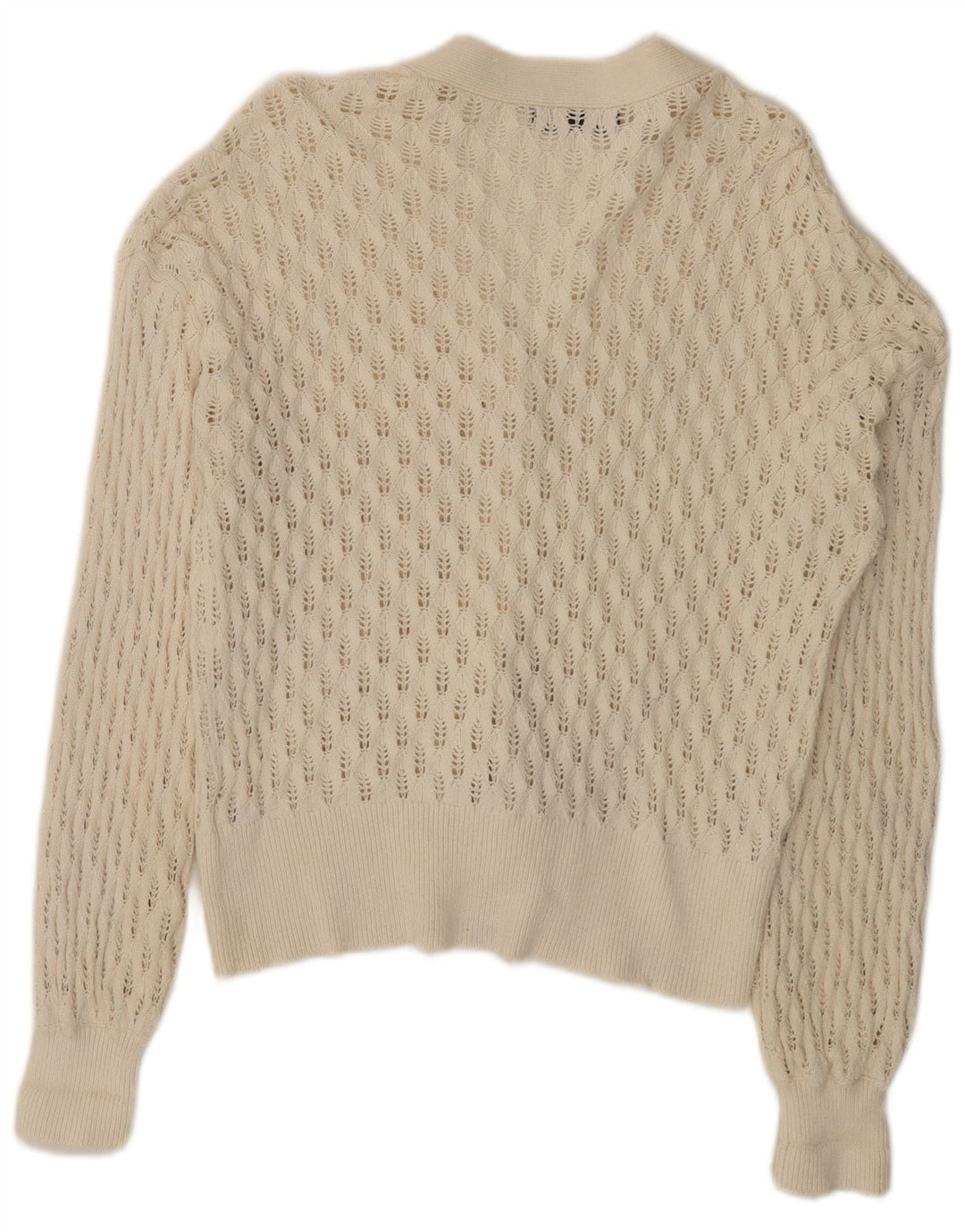 Marks & Spencer Dame Cardigan Sweater UK 14 Stor Hvid Bomuld