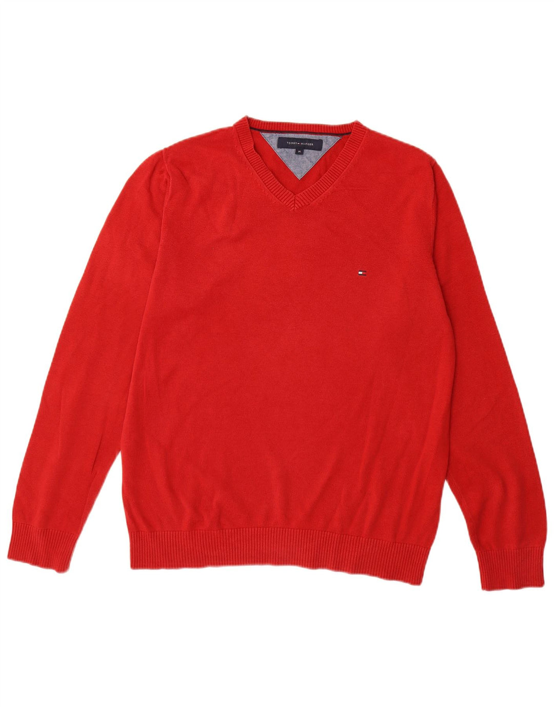 TOMMY HILFIGER Herre V-hals sweater Medium rød bomuld