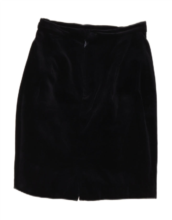 VINTAGE Kvinders Velvet High Waist Pencil Skirt IT 42 Medium W26 Navy Blue