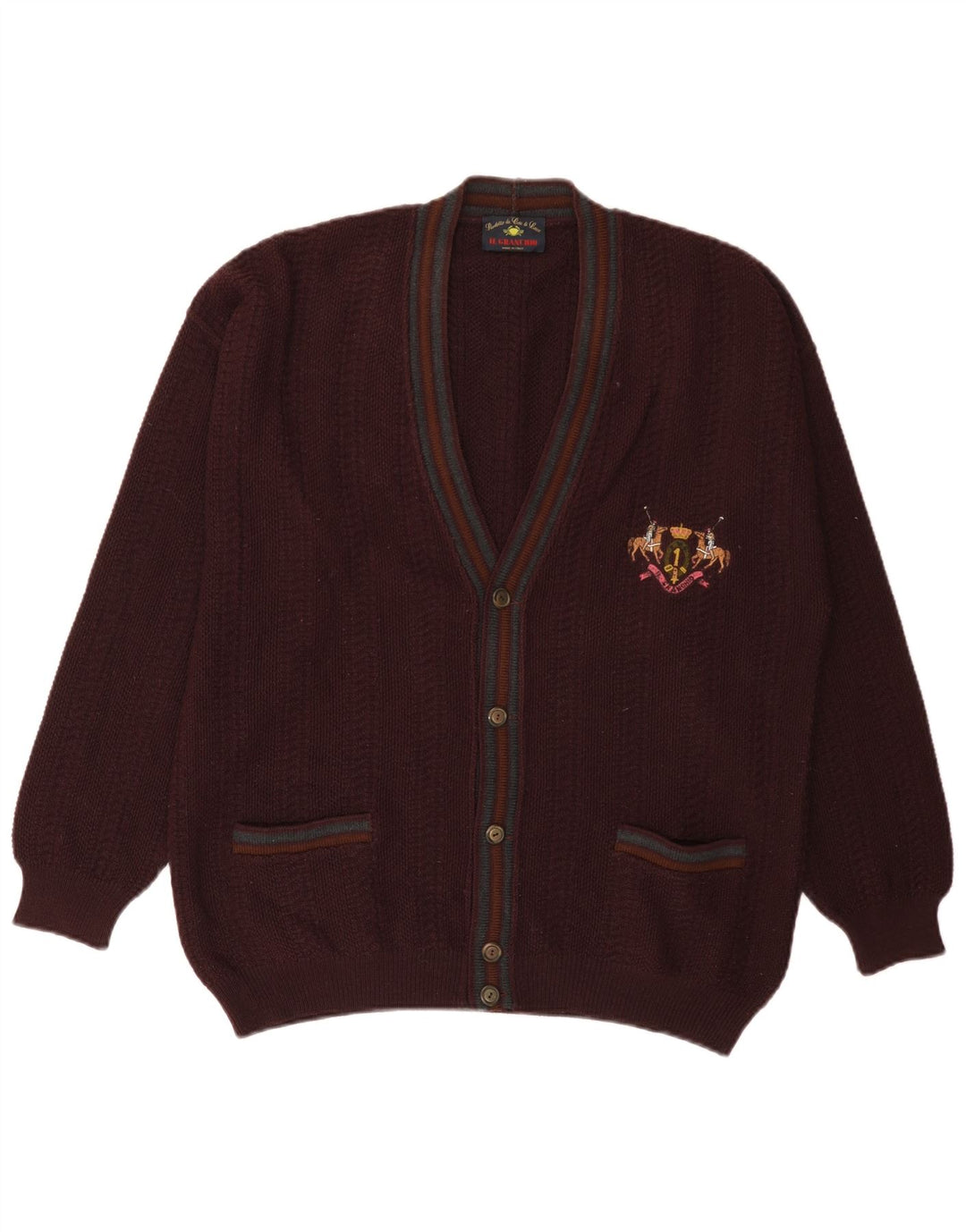 Il Granchio Herre cardigan sweater Medium Bourgogne uld