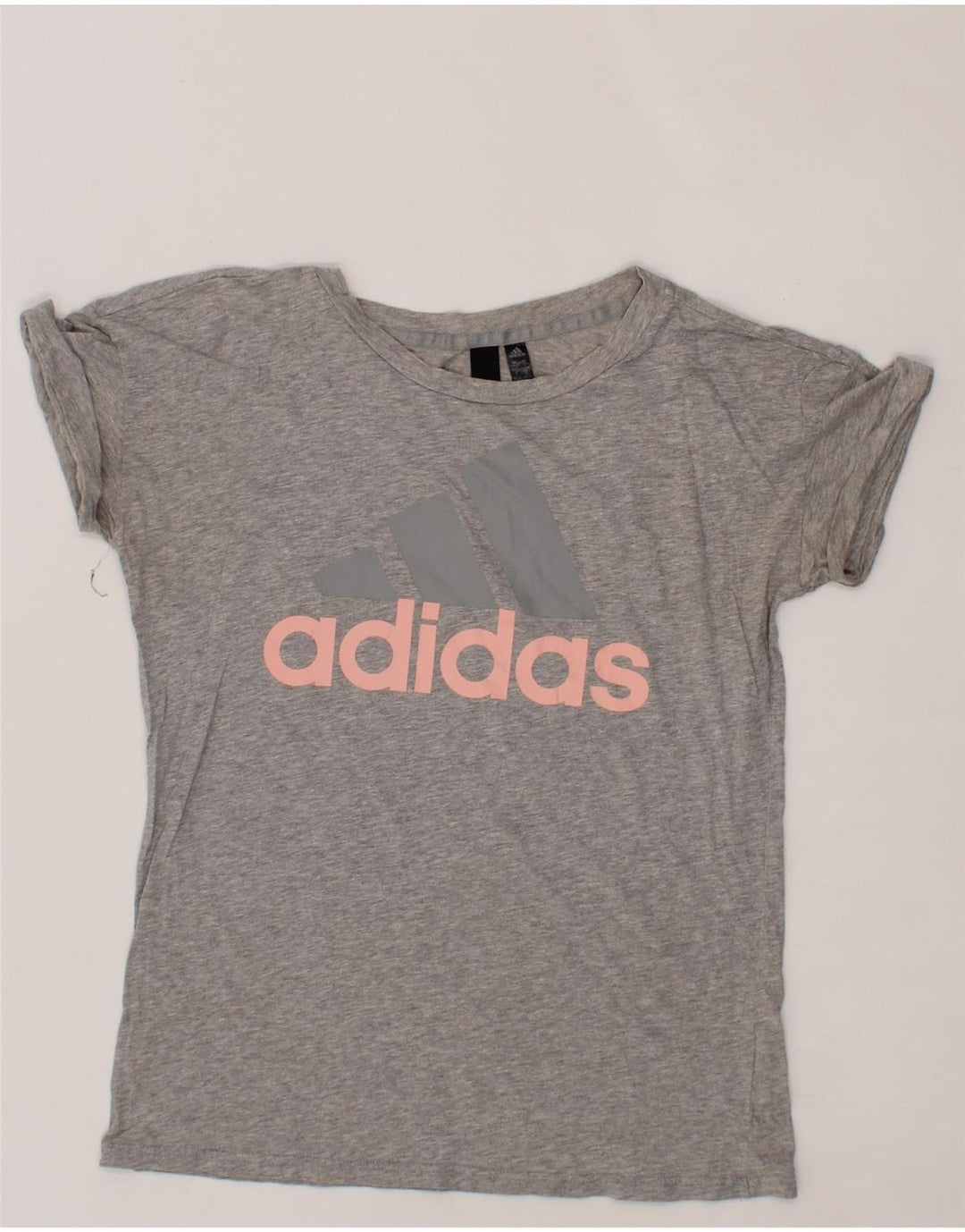 ADIDAS Womens Graphic T-Shirt Top UK 8/10 Small  Grey Vintage Adidas and Second-Hand Adidas from Messina Hembry 