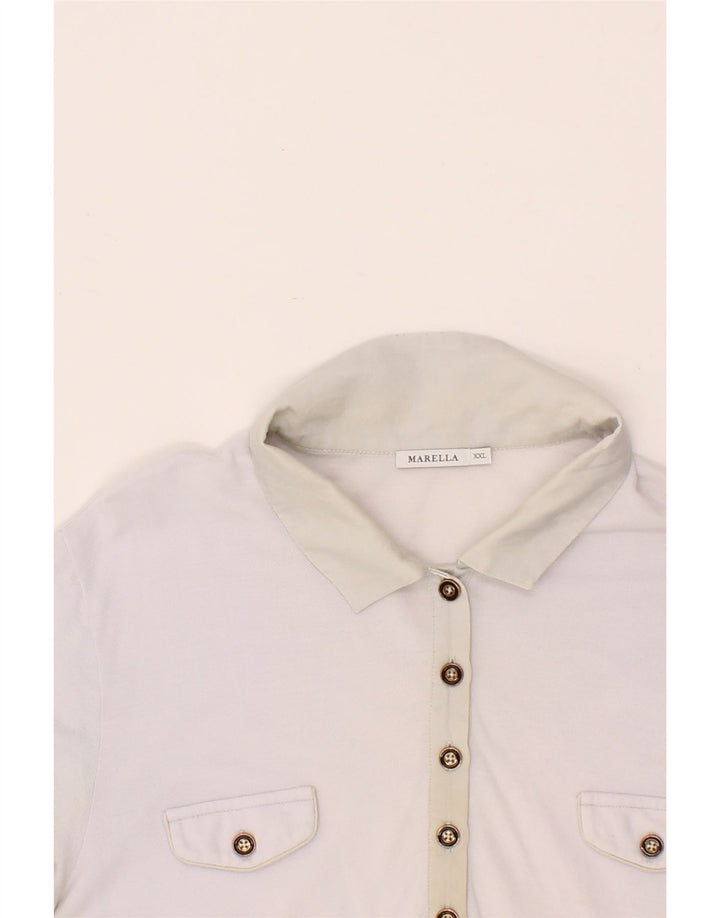 MARELLA Womens Polo Shirt UK 20 2XL White Vintage Marella and Second-Hand Marella from Messina Hembry 