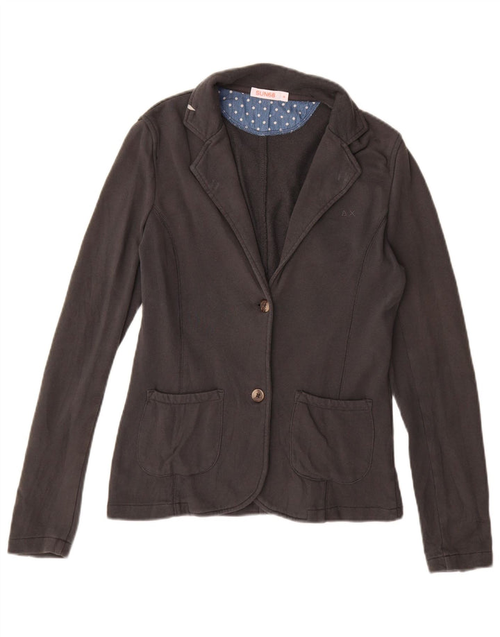 Sun68 Dame 2-knaps blazerjakke UK 12 mellemgrå bomuld