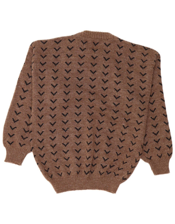 Erredi Womens Crew Neck Jumper Sweater UK 16 Large Brown Floral