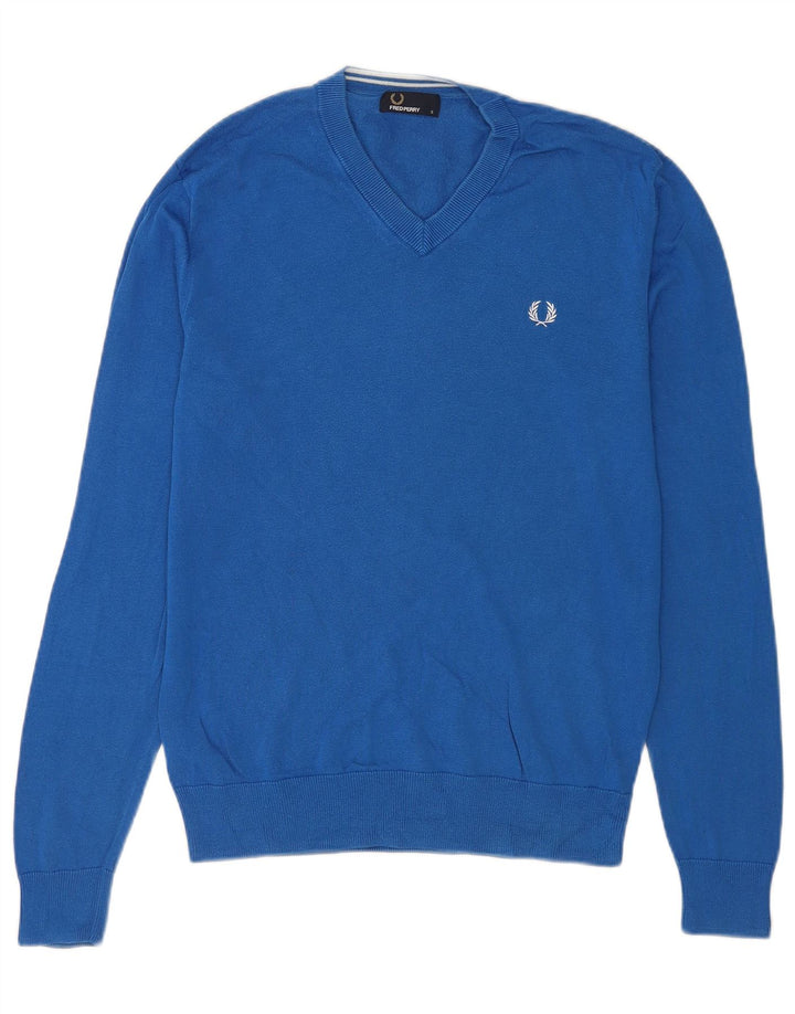 Fred Perry Herre V-hals sweater lille blå bomuld