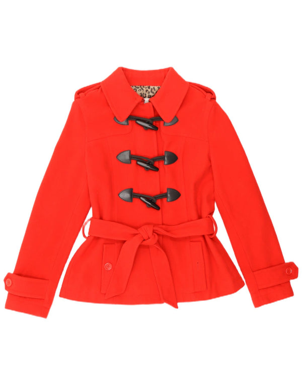 Moschino Dame Military Duffle Jacket UK 12 Medium Red Wool