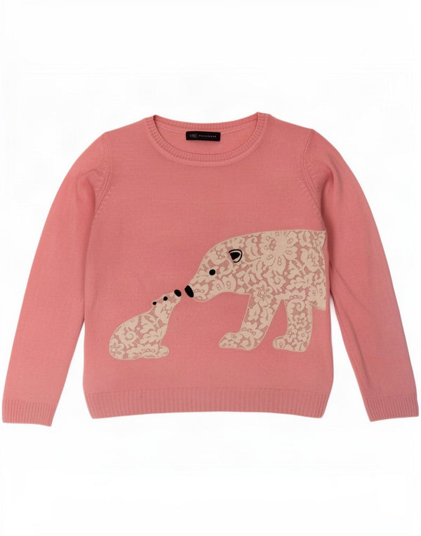 Marks & Spencer Dame Grafisk Boat Neck Jumper Sweater UK 16 Large Pink