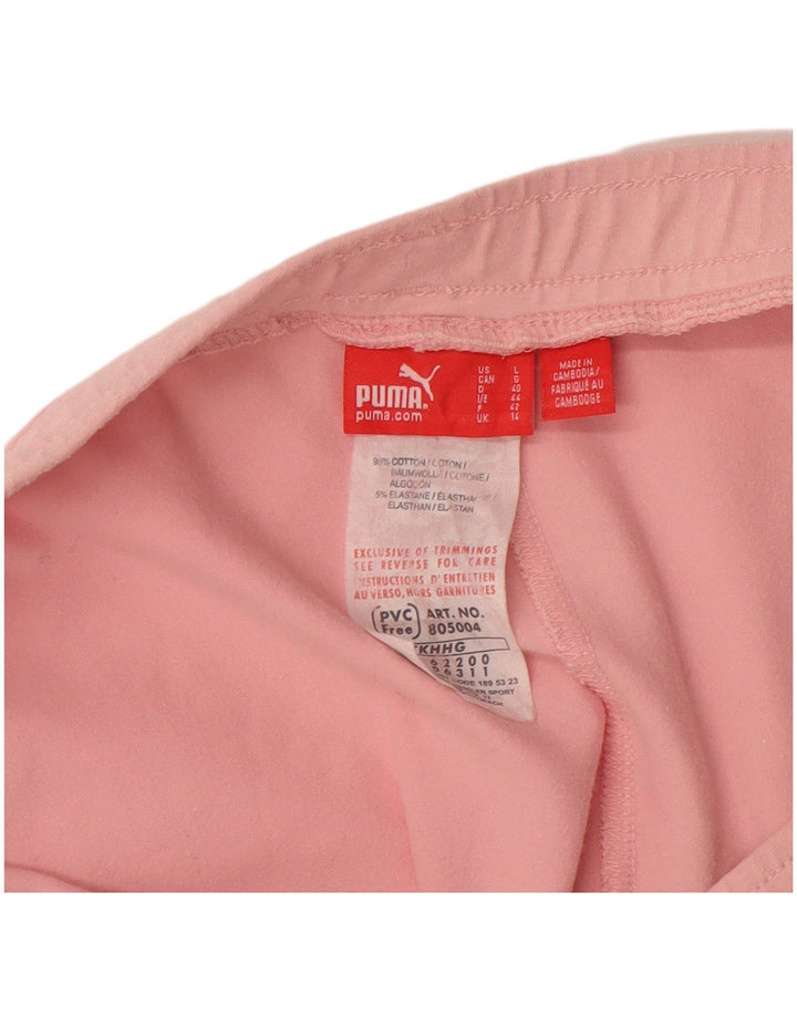PUMA Womens Tracksuit Trousers UK 14 Large  Pink Cotton