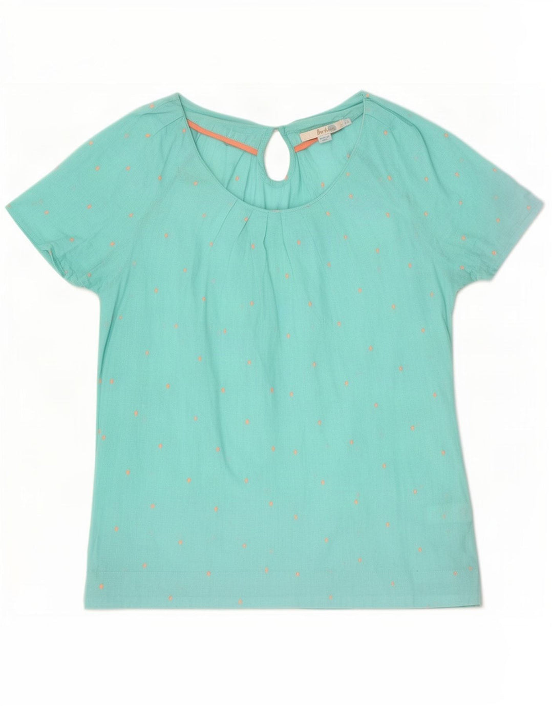 Boden Dame Bluse Top UK 8 Lille turkis plettet bomuld