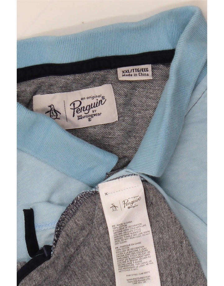 PENGUIN Polo Shirt til mænd 2XL Blå Colourblock Bomuld