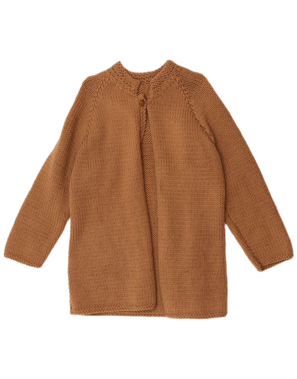 Vintage Womens Longline 3/4 Sleeve Cardigan Sweater UK 14 Medium Brown