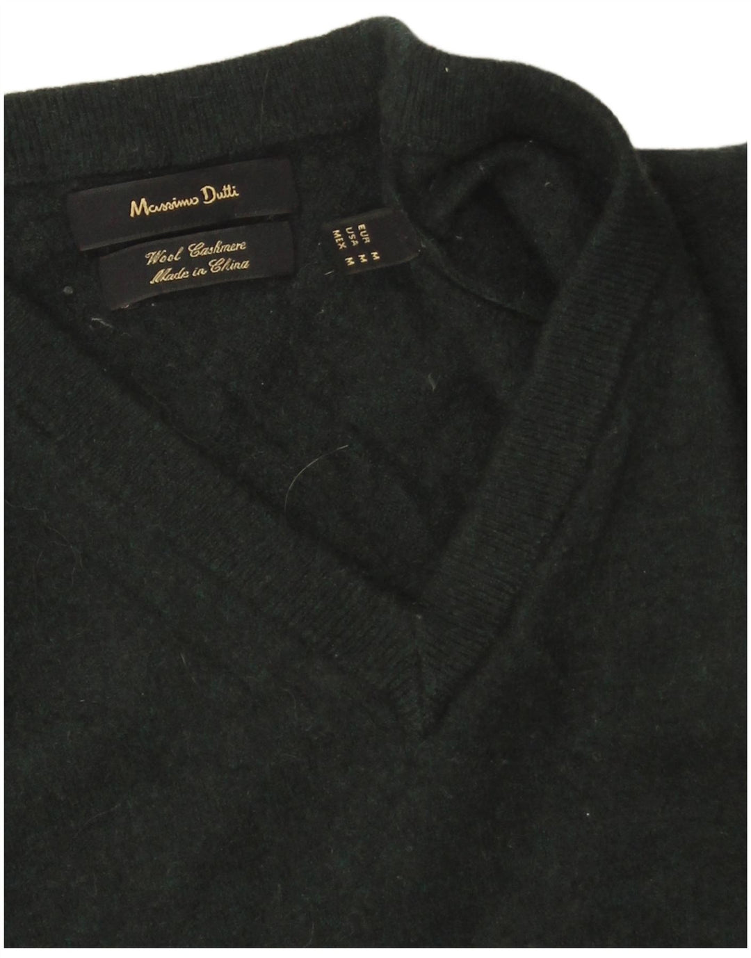 Massimo Dutti Dame V-hals sweater UK 14 Medium Grøn Uld