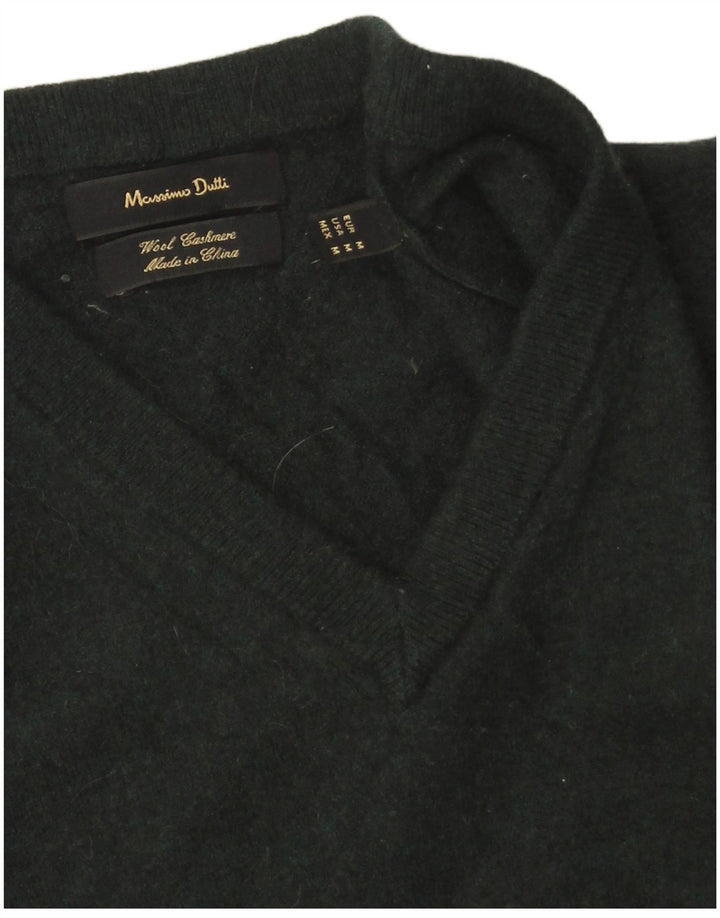 Massimo Dutti Dame V-hals sweater UK 14 Medium Grøn Uld
