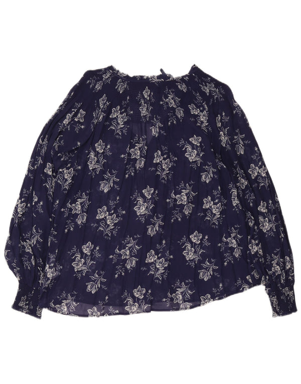 Polo Ralph Lauren Damebluse Top UK 14 Medium Navy Blue Floral