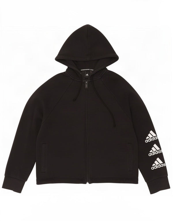Adidas Dame Grafisk Oversized Hættetrøje Sweater med lynlås UK 16/18 Large Black