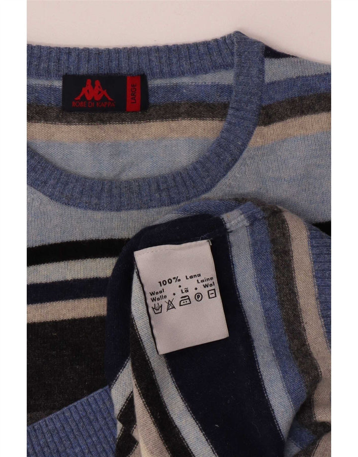 Kappa herre rund hals sweater stor flerfarvet stribet uld