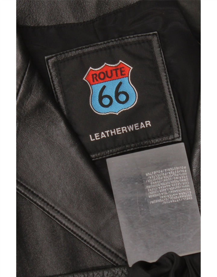 ROUTE 66 Herre 3-knaps læder blazerjakke UK 38 medium sort læder