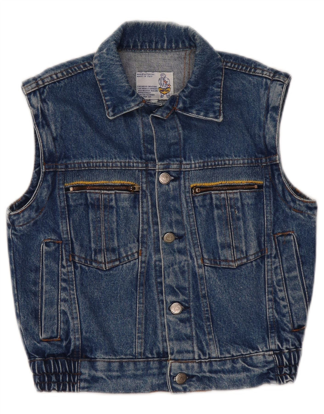 POP 84 Dame Crop Denim Gilet UK 2 2XS Blå