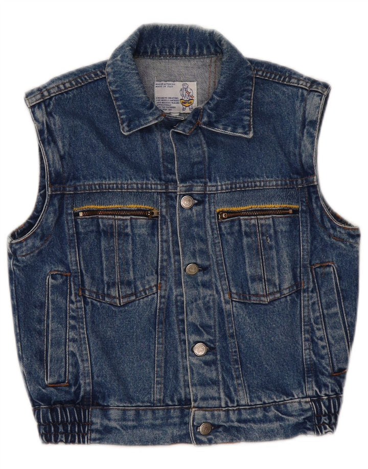 POP 84 Dame Crop Denim Gilet UK 2 2XS Blå