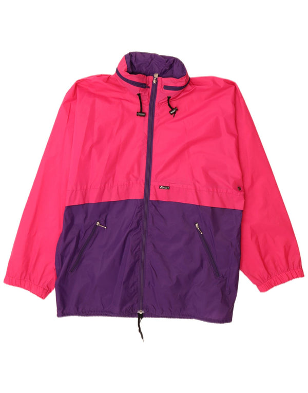 K-Way Regnjakke med hætte til mænd UK 40 Large Pink Colourblock Polyamid