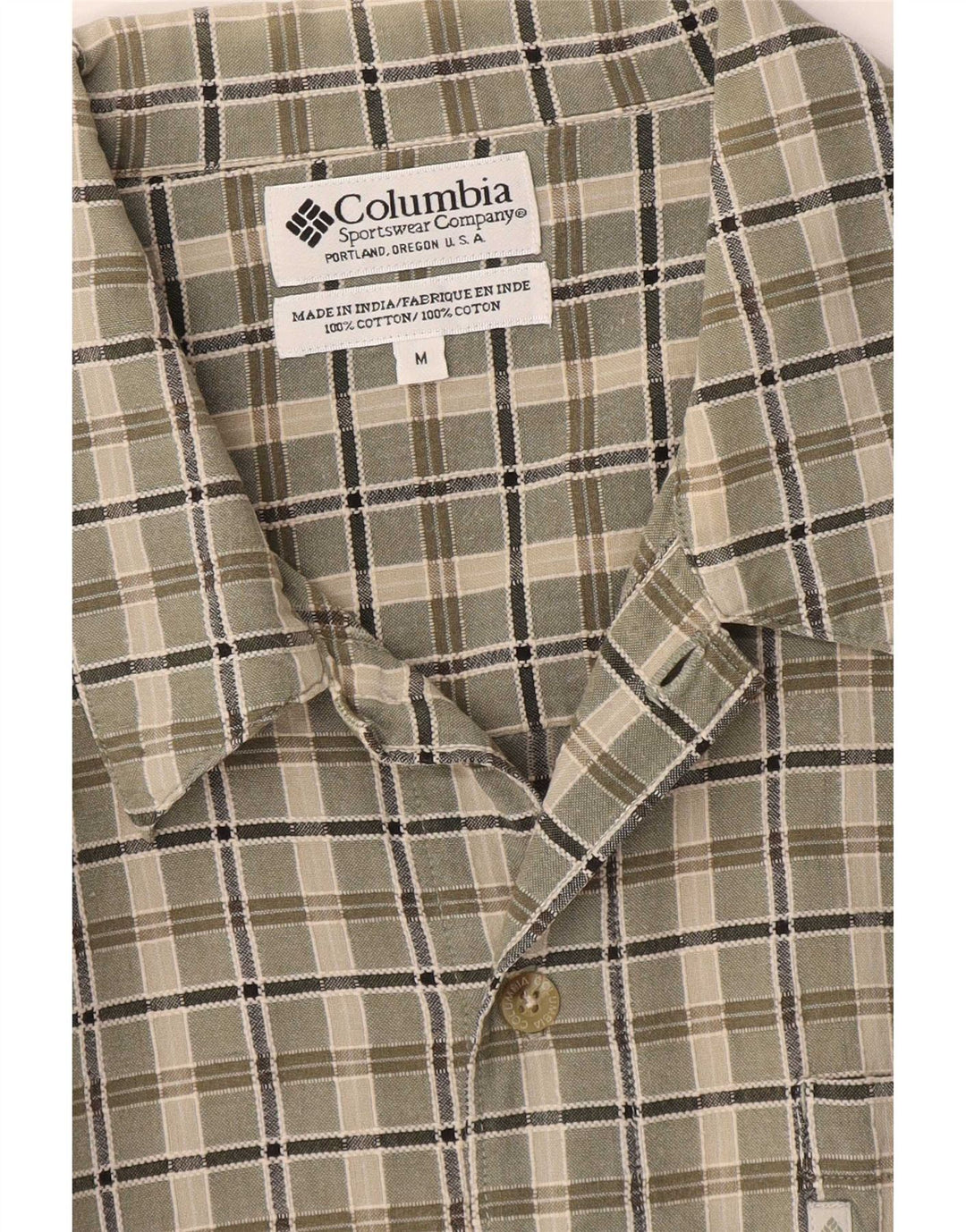 Columbia kortærmet herreskjorte Medium Khaki ternet bomuld