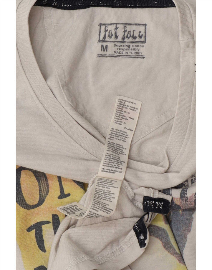 Fat Face Herre grafisk T-shirt Top Medium Hvid Bomuld
