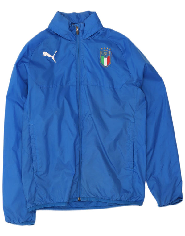 Puma Boys Italia Grafisk Regnjakke med Hætte 15-16 År Blå Nylon Sports