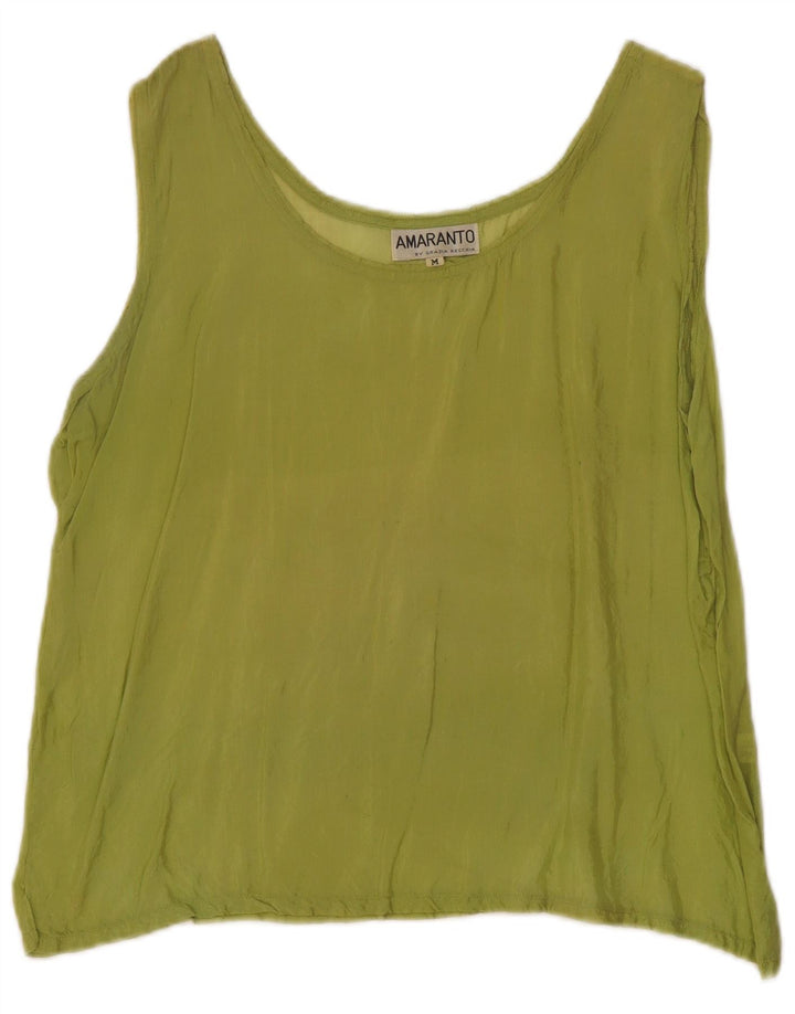 Amaranto Dame Ærmeløs Oversized bluse Top UK 14 Medium Green Viscose