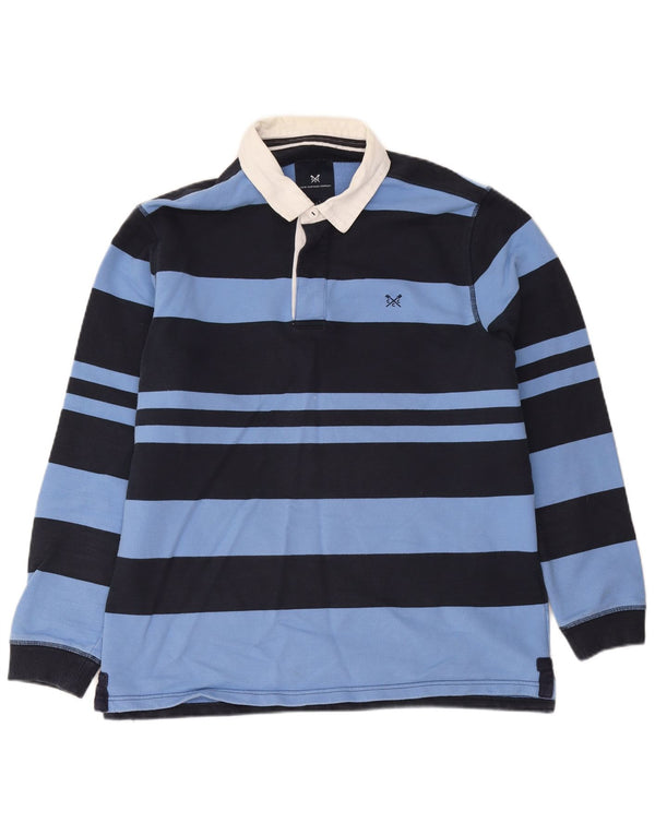 Besætningsbeklædning Langærmet rugby poloshirt til mænd XL blå stribet bomuld