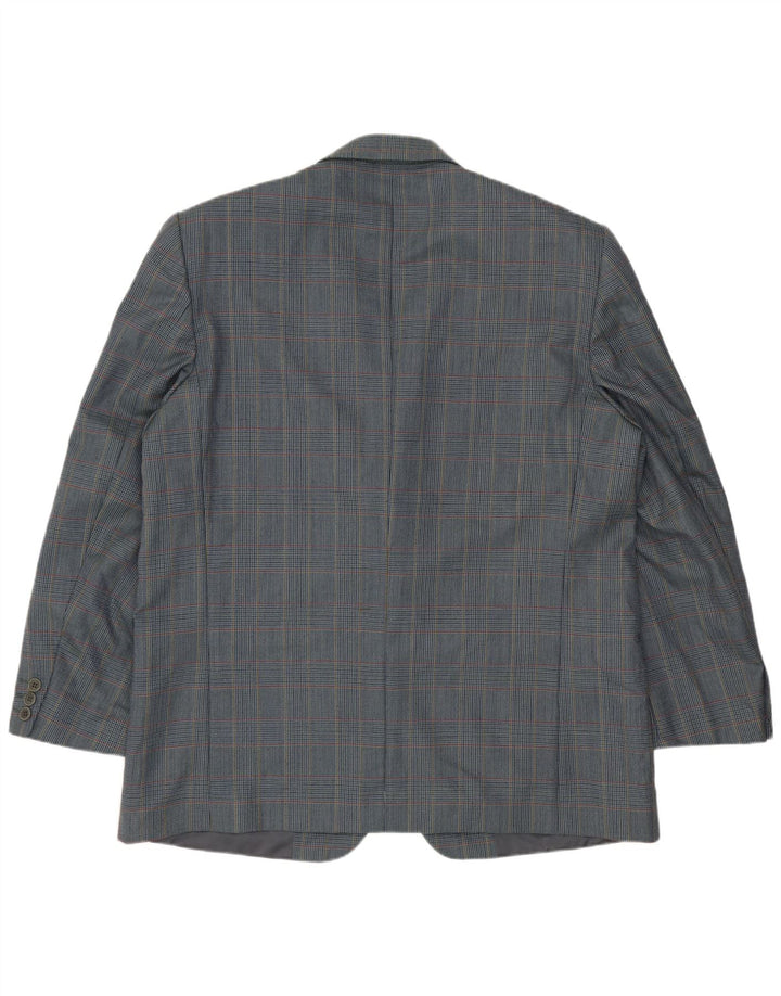 Vintage herre 2-knaps blazerjakke IT 54 2XL Blå Houndstooth Virgin Wool
