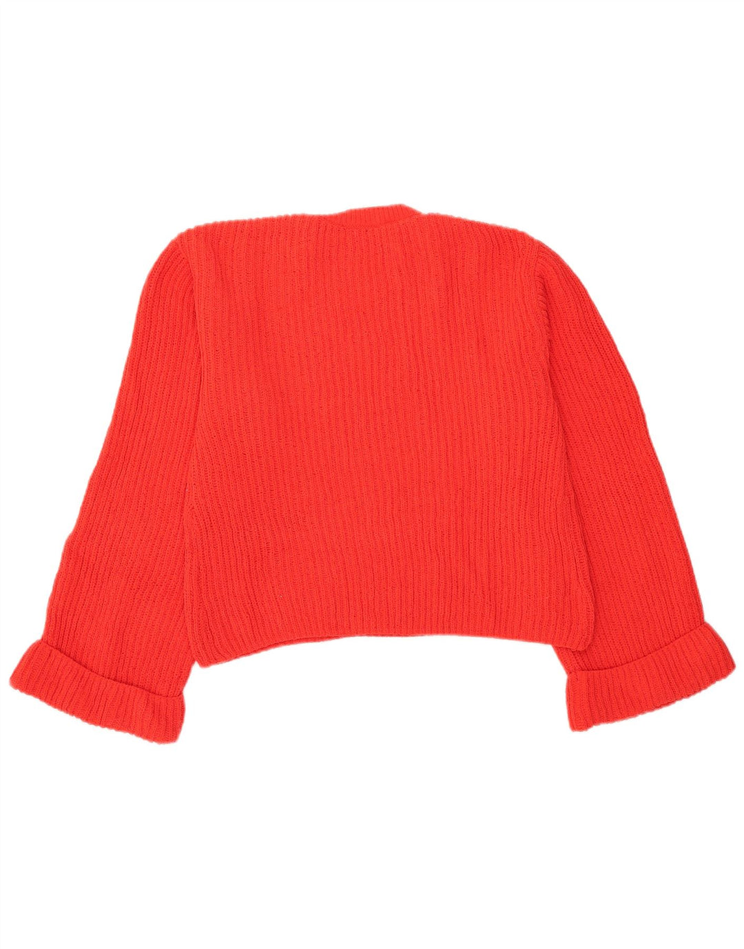 ZARA Womens Crop Oversized Crew Neck sweater UK 10 Small Red