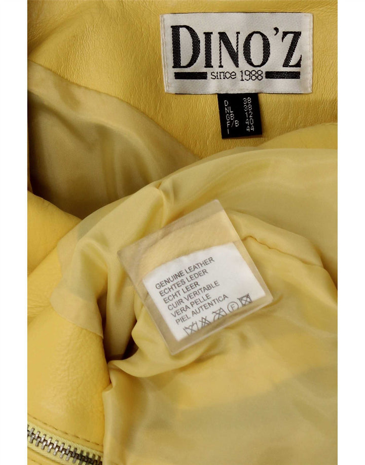 DINO' Z Læderjakke med lynlås til kvinder UK 12 Medium gult læder