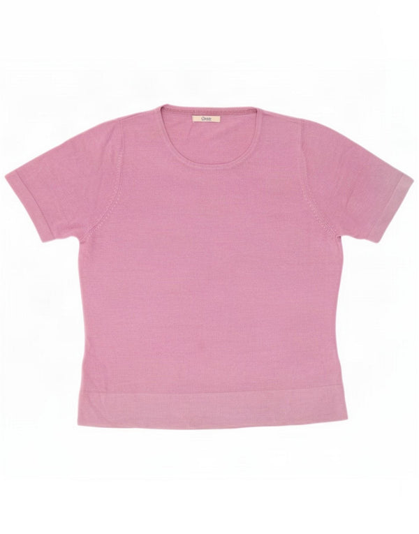 Marks & Spencer Dame Kortærmet Bluse Top UK 16 Large Pink Acryl