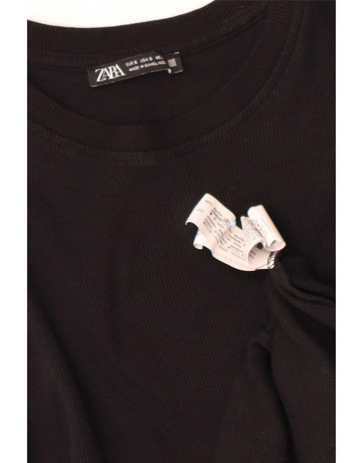 Zara Dame Ærmeløs Regular Shift Dress UK 10 Small Black Bomuld