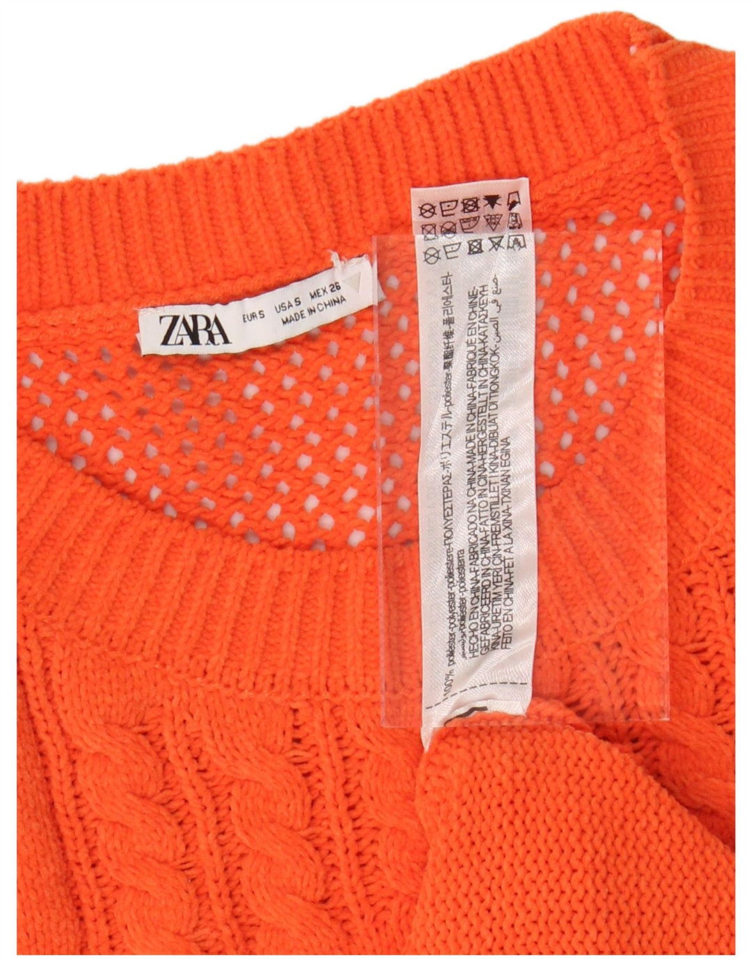 ZARA ærmeløs trøjekjole til kvinder UK 8 Lille orange polyester