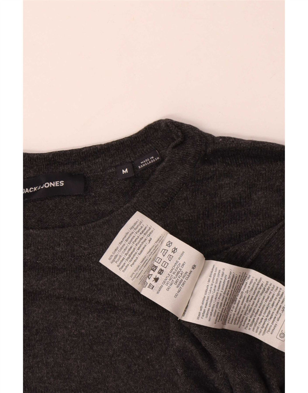 Jack & Jones Herre sweater med rund hals, mellemgrå bomuld