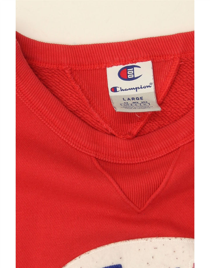Champion Herre Grafisk Sweatshirt Jumper Stor Rød Bomuld