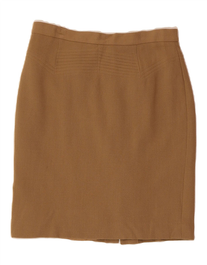 JAEGER Womens Pencil Skirt UK 14 Large W34  Brown Virgin Wool Vintage Jaeger and Second-Hand Jaeger from Messina Hembry 