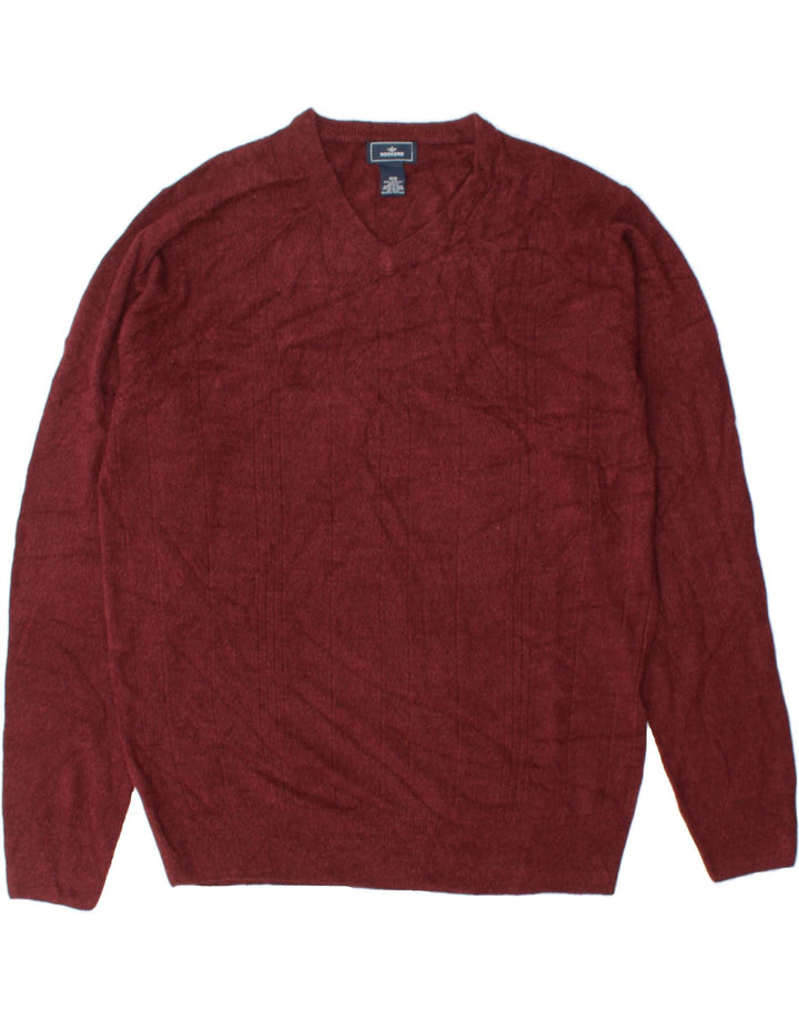 DOCKERS Mens V-Neck Jumper Sweater Medium Maroon Acrylic Vintage Dockers and Second-Hand Dockers from Messina Hembry 
