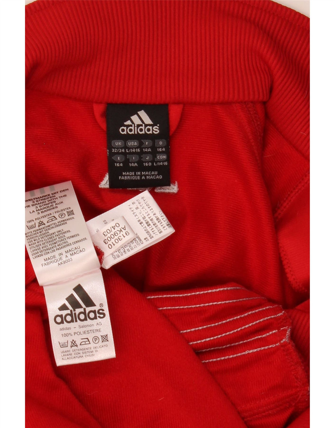 Adidas Drenge Træningsdragt Topjakke 13-14 År Rød Polyester