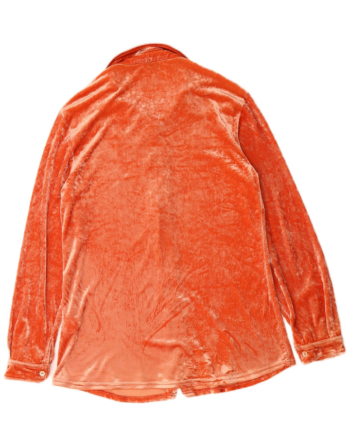 Prisma Dame Velour Skjorte Bluse UK 16 Large Orange Acetate