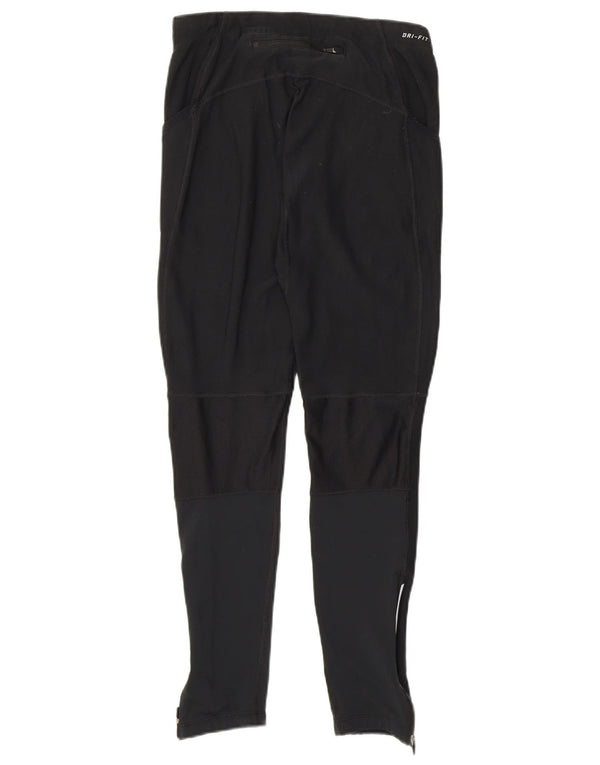 Nike Dame Dri Fit Leggings UK 12 Medium Sort Colourblock Polyester