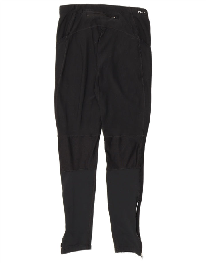 Nike Dame Dri Fit Leggings UK 12 Medium Sort Colourblock Polyester