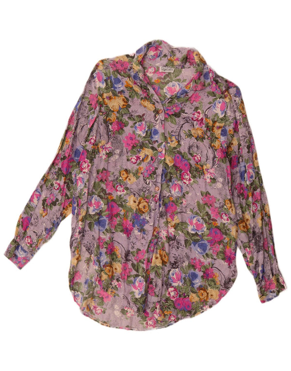 Vintage Dame Shirt Bluse UK 14 Large Multicolored Floral