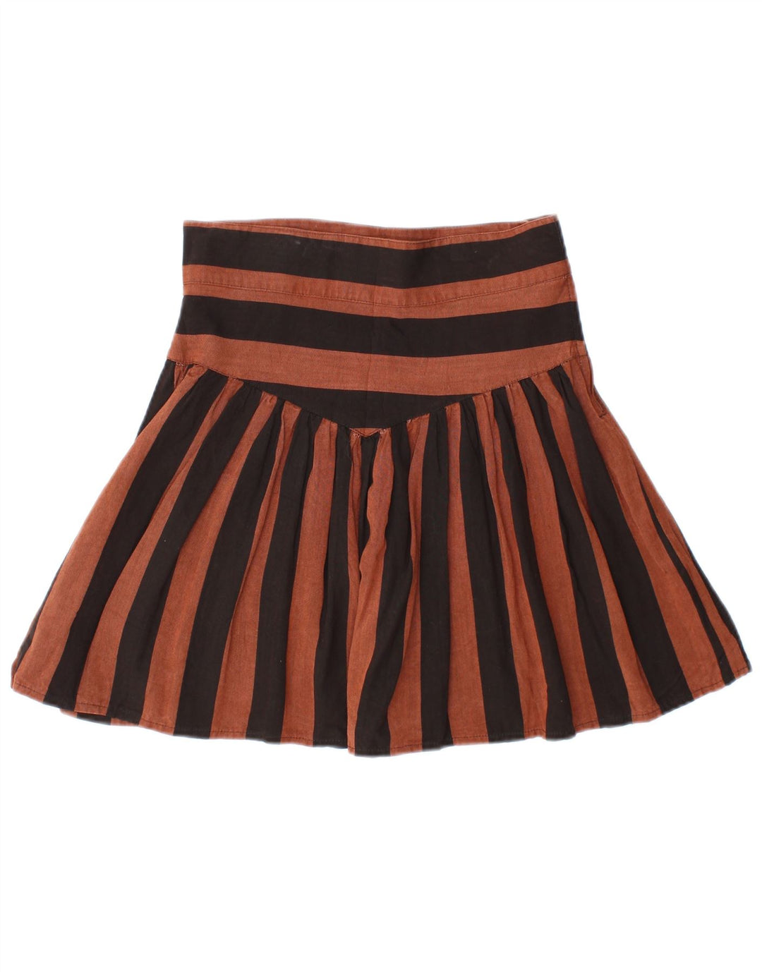 VINTAGE Mini plisseret nederdel til kvinder IT 44 Medium W28 Brun stribet viskose