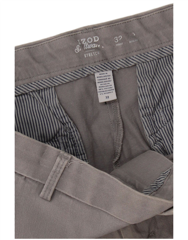 IZOD Herre Salt Water Chino Shorts W32 Medium Grey Bomuld