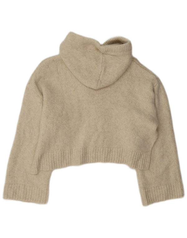 Zara Womens Crop Hættetrøje trøje UK 14 Medium Beige