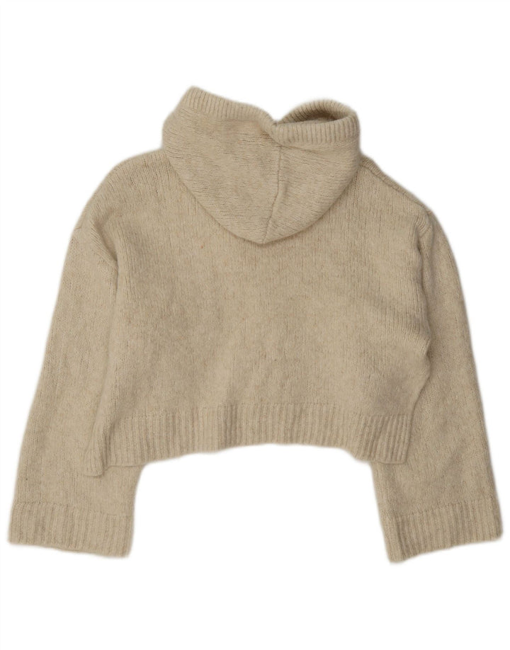 Zara Womens Crop Hættetrøje trøje UK 14 Medium Beige