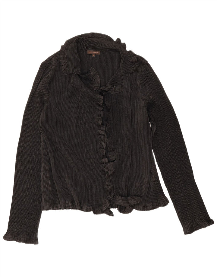 Adolfo Dominguez Dame Flæse Front Shirt Bluse IT 46 Large Sort