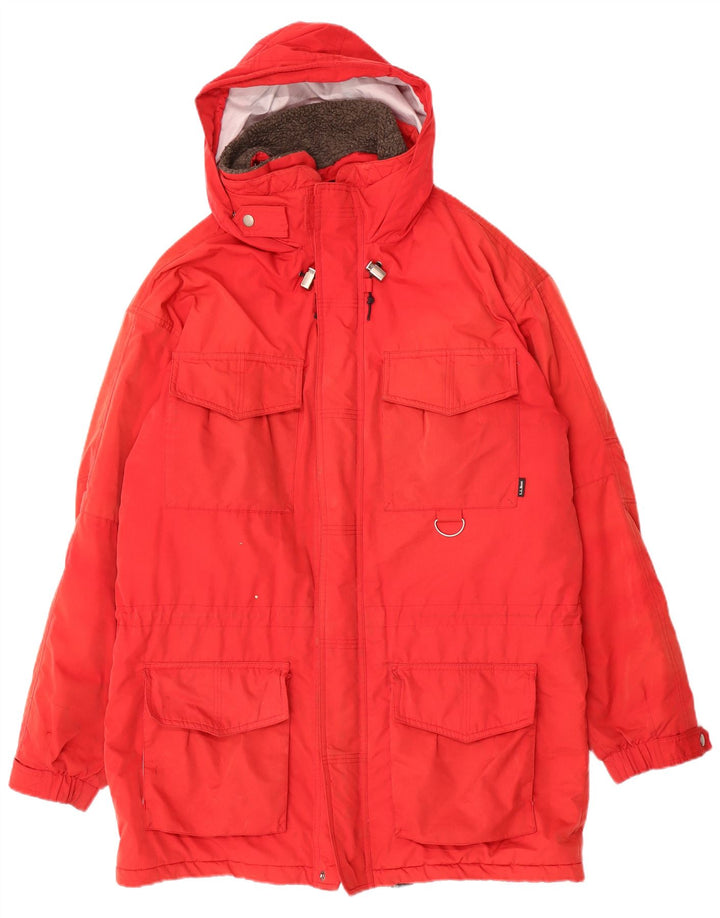 L.L.Bean Herre Høj Hætte Skijakke UK 38 Medium Rød Polyester